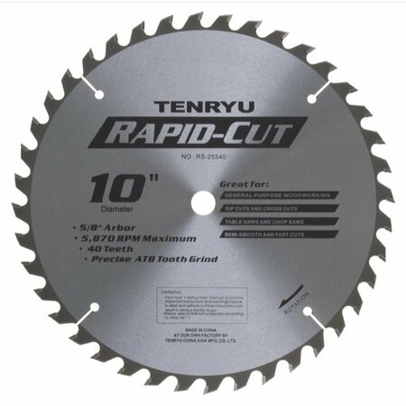 TENRYU 10in Rapid-Cut Industrial Saw Blade 40T 5/8 Arbor RS-25540